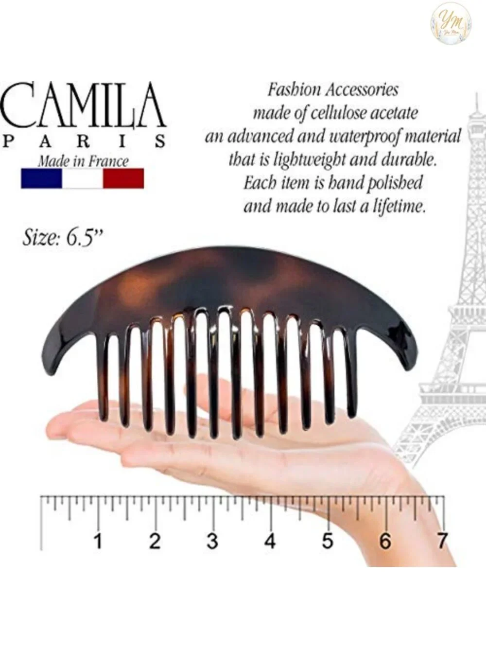 French Hair Side Combs Set of 4, Tortoise Interlocking Hair Clips for Bun